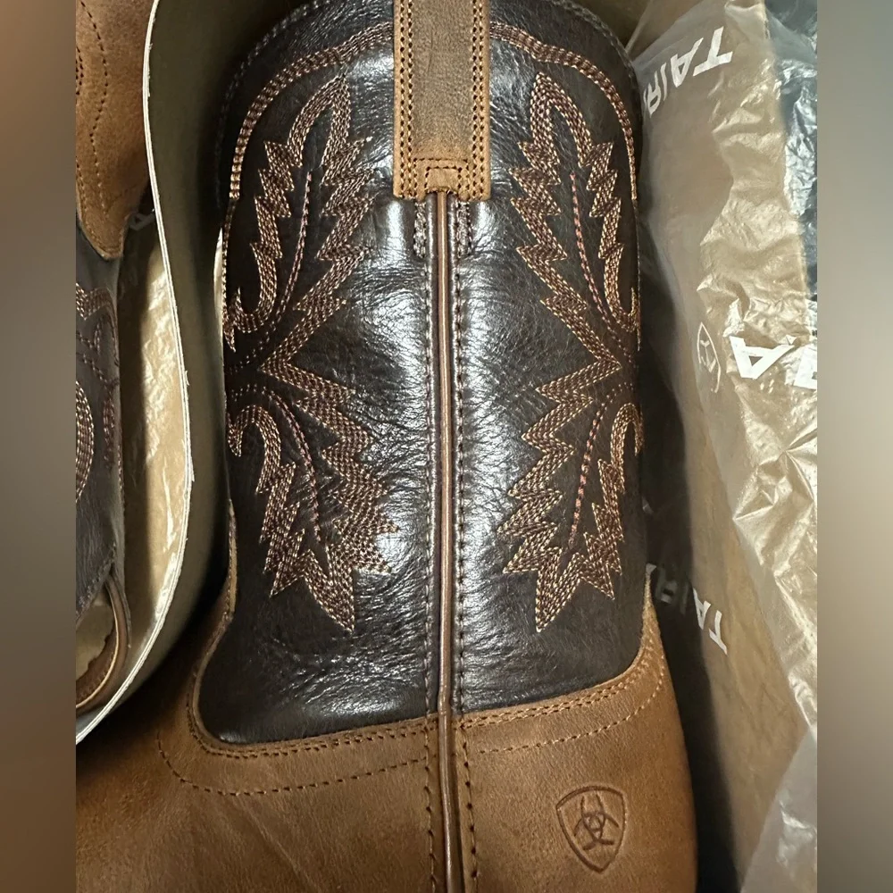 Ariat Men's Brown Sport Stratten Round Toe Cowboy Western Boots - Picture 9 of 10